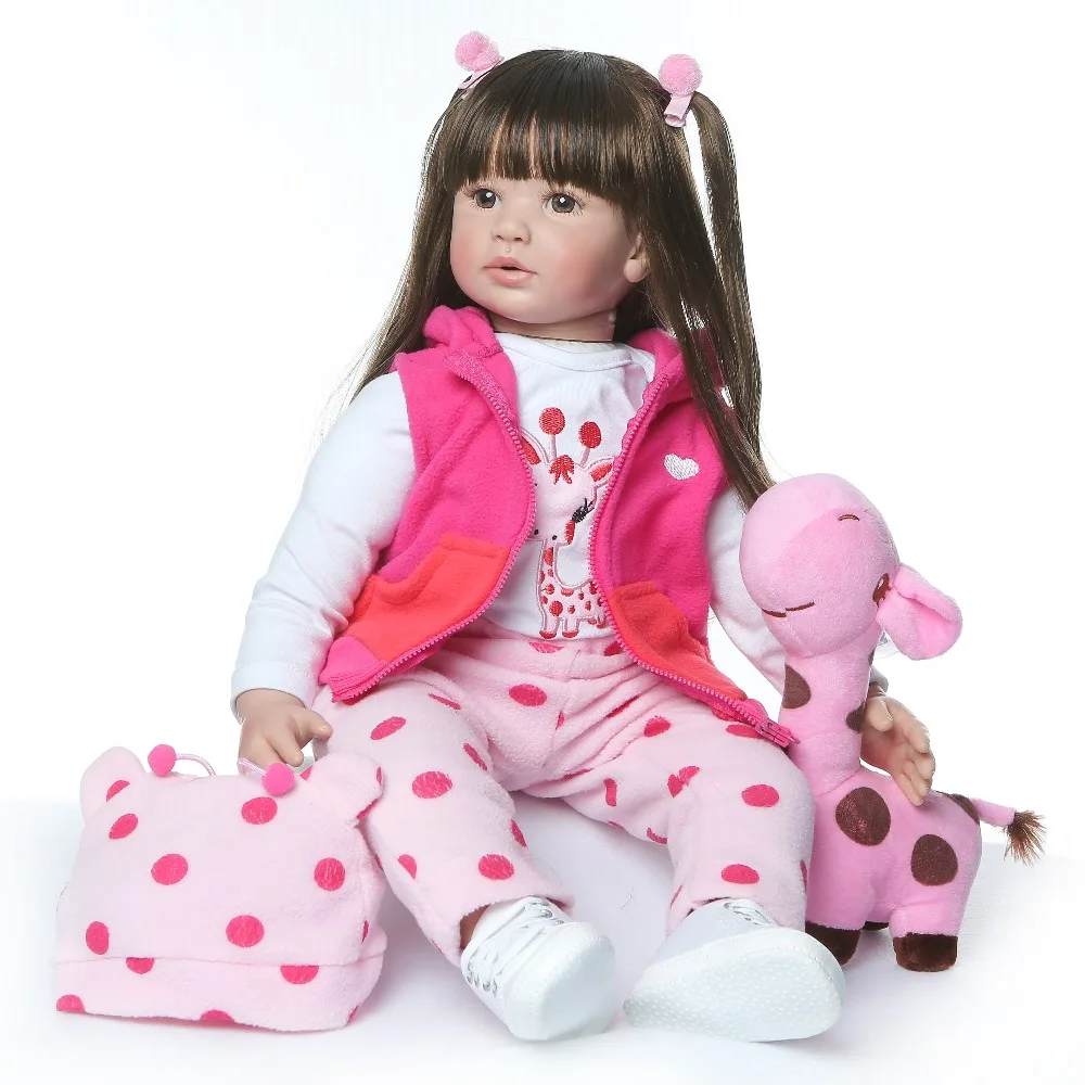 Кукла реборн NPK с жирафом Реалистичная милая кукла принцесса для маленьких