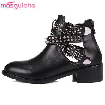 Masgulahe round toe ankle boots zipper rivets punk style genuine leather boots thick med heels autumn winter boots womens shoes
Masgulahe round toe ankle boots zipper rivets punk style genuine leather boots thick med heels autumn winter boots womens shoes