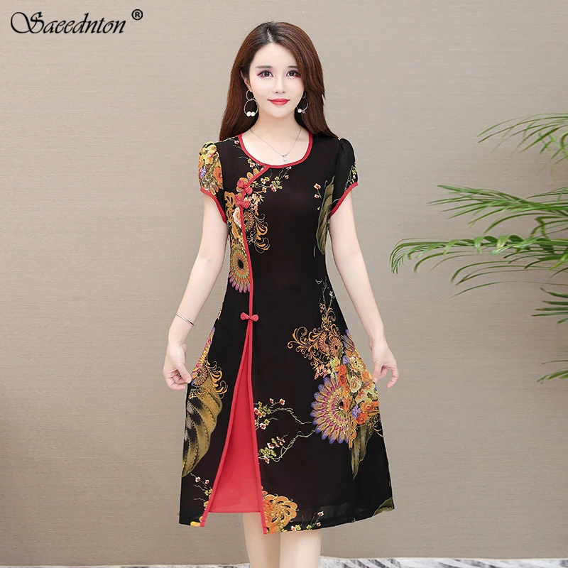Elegant Cotton O-neck Collar Dress For Women 2019 New Autumn Female Chinese Style Floral Print Short Sleeve Slim Vintage Dresses
Elegant Cotton O-neck Collar Dress For Women 2019 New Autumn Female Chinese Style Floral Print Short Sleeve Slim Vintage Dresses