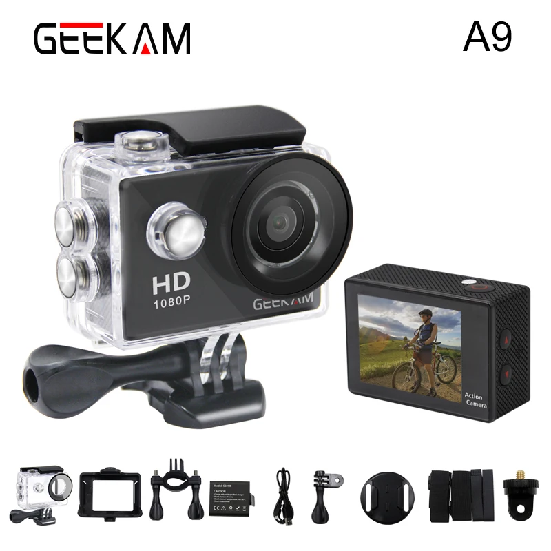 

GEEKAM A9 Action Camera 1080P 140D Full HD 2'' 30M Waterproof Outdoor Mini Cam 1920*1080 go Sports Video pro Camera