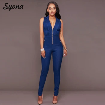 2018 WOMENS DENIM JUMPSUIT FEMALE JEANS ROMPERS Zip Sleeveless Long Pants One Piece Overalls Tight Casual Summer Clothing Blue
2018 WOMENS DENIM JUMPSUIT FEMALE JEANS ROMPERS Zip Sleeveless Long Pants One Piece Overalls Tight Casual Summer Clothing Blue