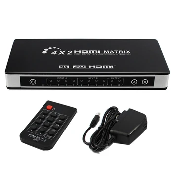 HDMI Matrix 4x2 hdmi Splitter HIFI Matrix with IR Remote Control Audio Supports HDMI V1.4/3D/4Kx2K Full HD 4K 1080P
HDMI Matrix 4x2 hdmi Splitter HIFI Matrix with IR Remote Control Audio Supports HDMI V1.4/3D/4Kx2K Full HD 4K 1080P