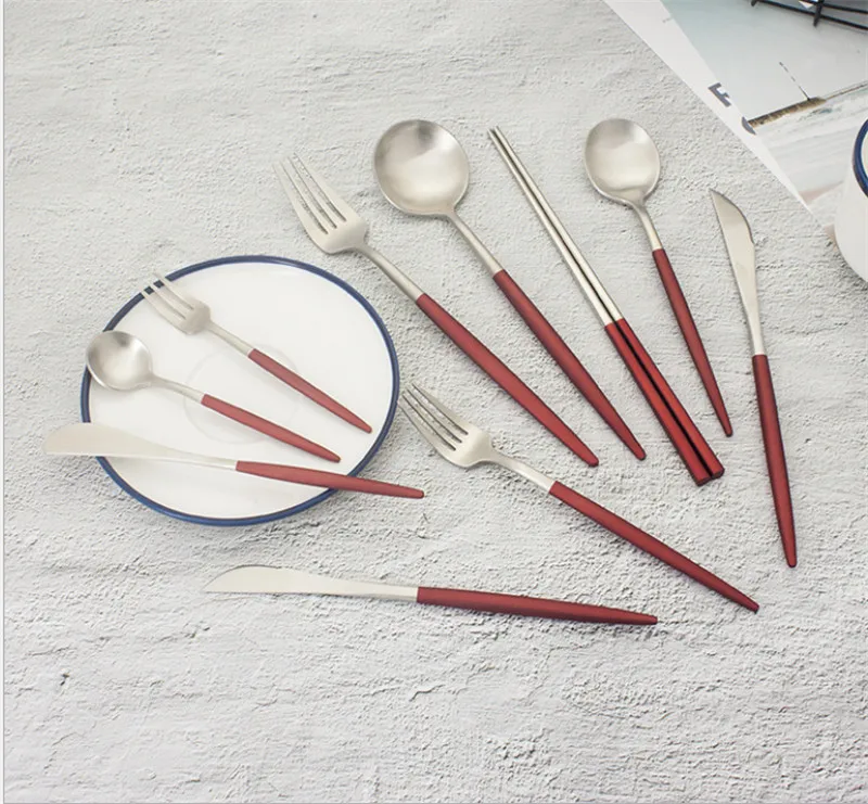 304 Stainless Steel Dinner set Cutlery Tableware Dinner Fork Knife Scoop Red Silver Dinnerware
304 Stainless Steel Dinner set Cutlery Tableware Dinner Fork Knife Scoop Red Silver Dinnerware