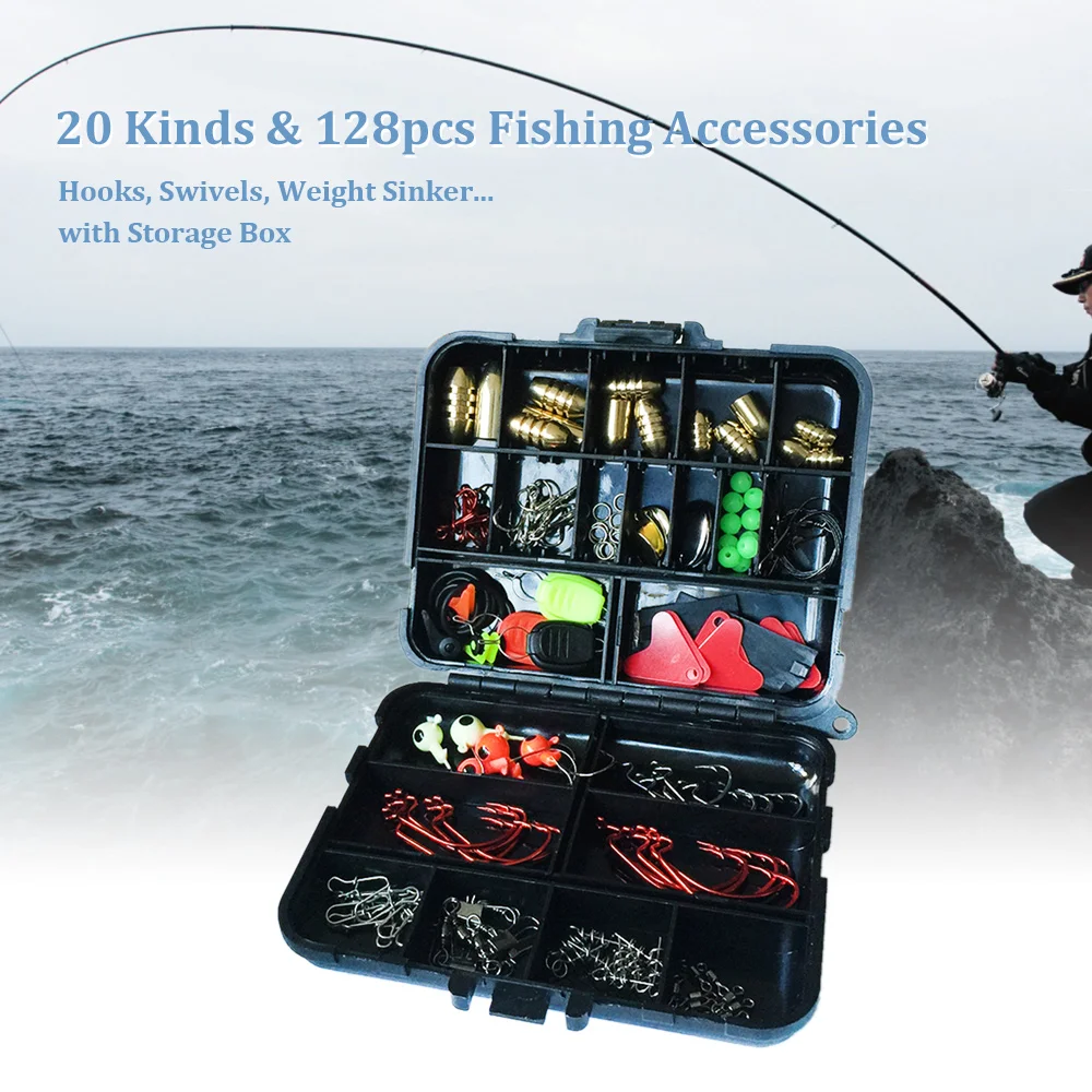 Sequins Lures Fishing Tackle Box 20Kinds 128pcs Fishing Accessories Hooks Swivels Weight Fishing Sinker Stoppers Connectors
Sequins Lures Fishing Tackle Box 20Kinds 128pcs Fishing Accessories Hooks Swivels Weight Fishing Sinker Stoppers Connectors