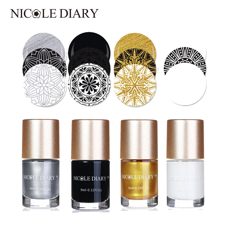 NICOLE DIARY Nail Art Stamping Polish Silver Nail Art Varnish Polish for Beauty Nail Art Printing 9ml 4 Bottles
NICOLE DIARY Nail Art Stamping Polish Silver Nail Art Varnish Polish for Beauty Nail Art Printing 9ml 4 Bottles
