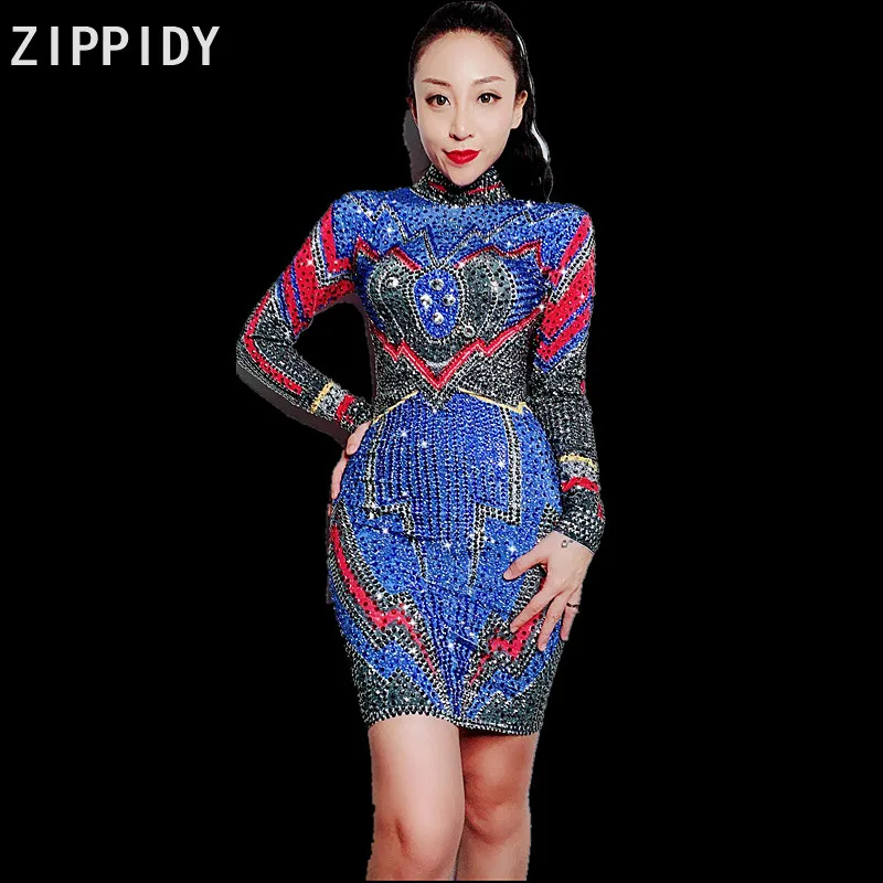 Flashing Multicolor Rhinestones Spandex Dress Birthday Party Celebrate Outfit Nightclub Female Singer Dance Show Outfit Dress
Flashing Multicolor Rhinestones Spandex Dress Birthday Party Celebrate Outfit Nightclub Female Singer Dance Show Outfit Dress