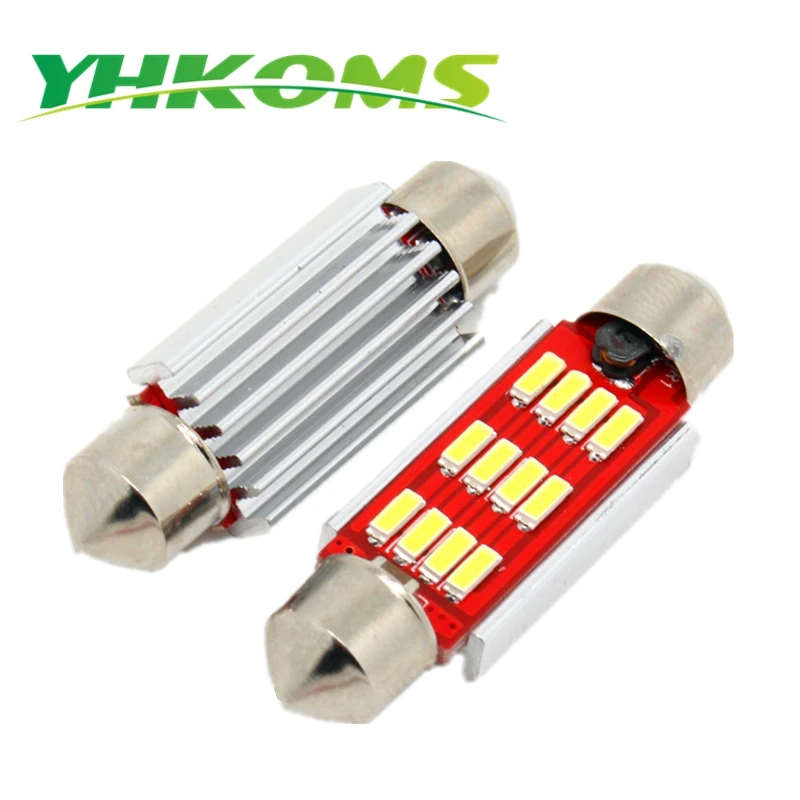 YHKOMS 4 Pcs 31mm 36mm 39mm 41mm C5W C10W Car Festoon Light Interior 4014 SMD LED Canbus Error Free 6000K White | Автомобили и