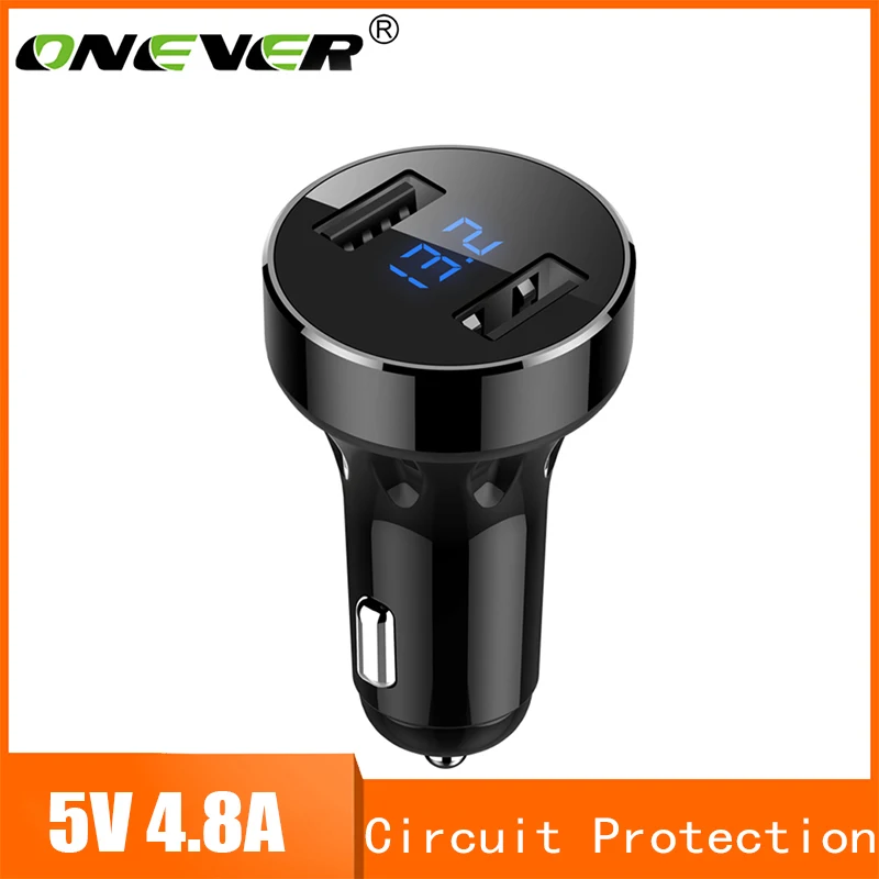 Onever 5v 4.8A Dual USB Car Charger Battery Voltage Display Over Protection Power Adapter For iPhone And Android Phones GPS
Onever 5v 4.8A Dual USB Car Charger Battery Voltage Display Over Protection Power Adapter For iPhone And Android Phones GPS