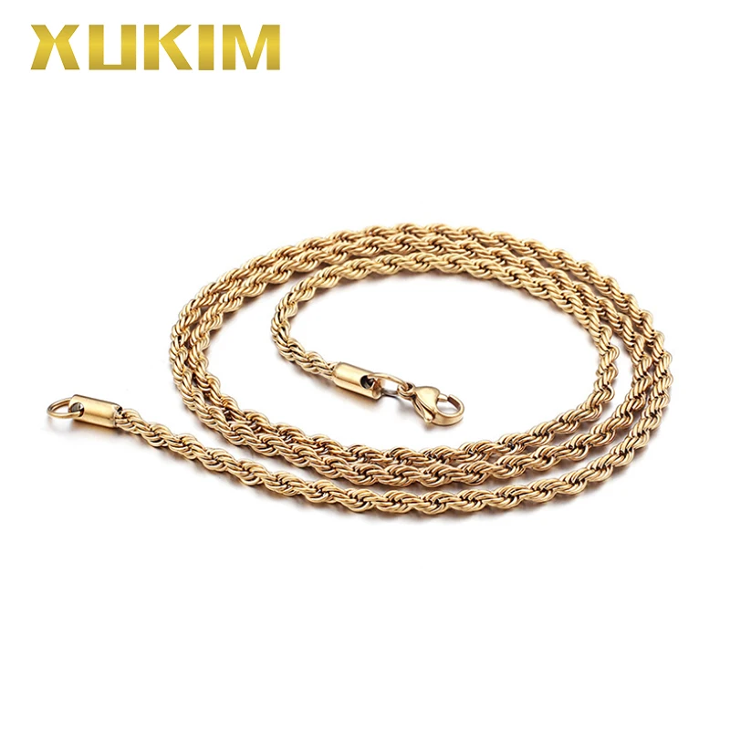 XCN214 Xukim Jewelry titanium steel gold color hip hop hemp Chain men fasion necklace women 2019 new hot gift
XCN214 Xukim Jewelry titanium steel gold color hip hop hemp Chain men fasion necklace women 2019 new hot gift
