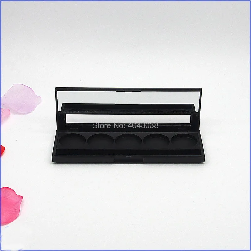 5 Grids Eye Shadow Compact Empty Rectangle Black Eyeshadow Palette with Transparent Cover Makeup Box Lipstick Container 20 pcs