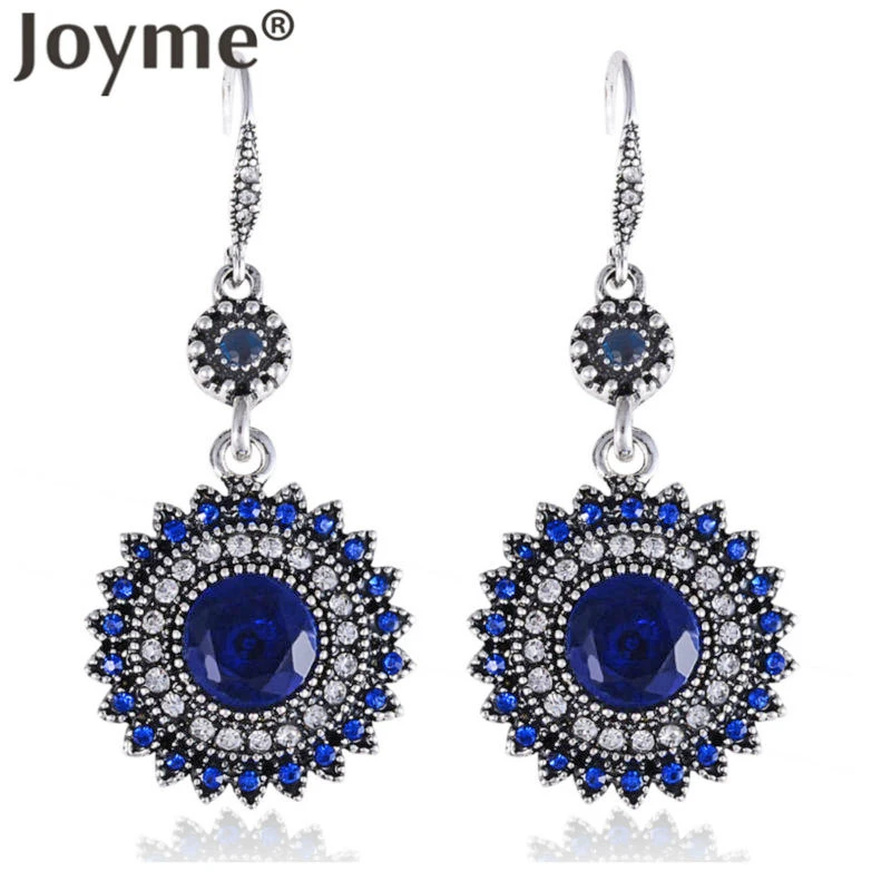 Joyme Women Retro Silver-Color Flower Drop Hanging Earrings Jewelry Bule Rhinestone Red Resin Hook Long Dangle Earring brincos
Joyme Women Retro Silver-Color Flower Drop Hanging Earrings Jewelry Bule Rhinestone Red Resin Hook Long Dangle Earring brincos