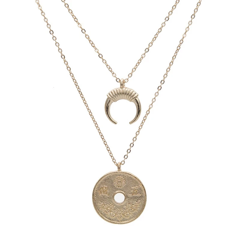 Bohomian Multilayer Necklace Women Round Coin&Half Moon Pendant Necklace For Women Metal Gold Color Sequins Jewelry
Bohomian Multilayer Necklace Women Round Coin&Half Moon Pendant Necklace For Women Metal Gold Color Sequins Jewelry
