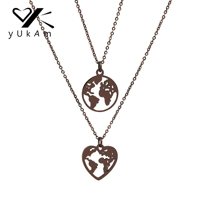 YUKAM Jewelry Women Stainless Steel Heart Globe World Map Pendant Necklace Outdoor Travel Earth Necklace Silver Rose Gold Coffee
YUKAM Jewelry Women Stainless Steel Heart Globe World Map Pendant Necklace Outdoor Travel Earth Necklace Silver Rose Gold Coffee