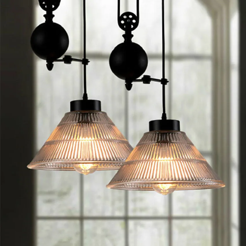 

New Nordic Loft Style Vintage Pulley Pendant Light Industrial Lighting Edison Pendant Lamp for Home Deco Pulley Light Fixtures