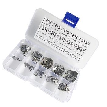 120pcs/box Circlip retaining ring for shaft fastener M1.5~M10 304 Stainless Steel Stainless Steel E Clip washer Assortment Kit
120pcs/box Circlip retaining ring for shaft fastener M1.5~M10 304 Stainless Steel Stainless Steel E Clip washer Assortment Kit