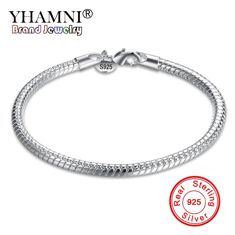 

YHAMNI Fashion Original Solid 925 Sterling Silver Charm Bracelets For Men and Women With S925 Stamp Wedding Fine Jewelry SH187