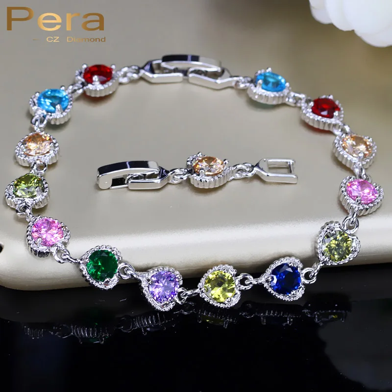 Pera Fashion Bridal Wedding Charm Bracelet Romantic Heart Connected Multi Color Cubic Zirconia Big Stone Jewelry For Women B061
Pera Fashion Bridal Wedding Charm Bracelet Romantic Heart Connected Multi Color Cubic Zirconia Big Stone Jewelry For Women B061