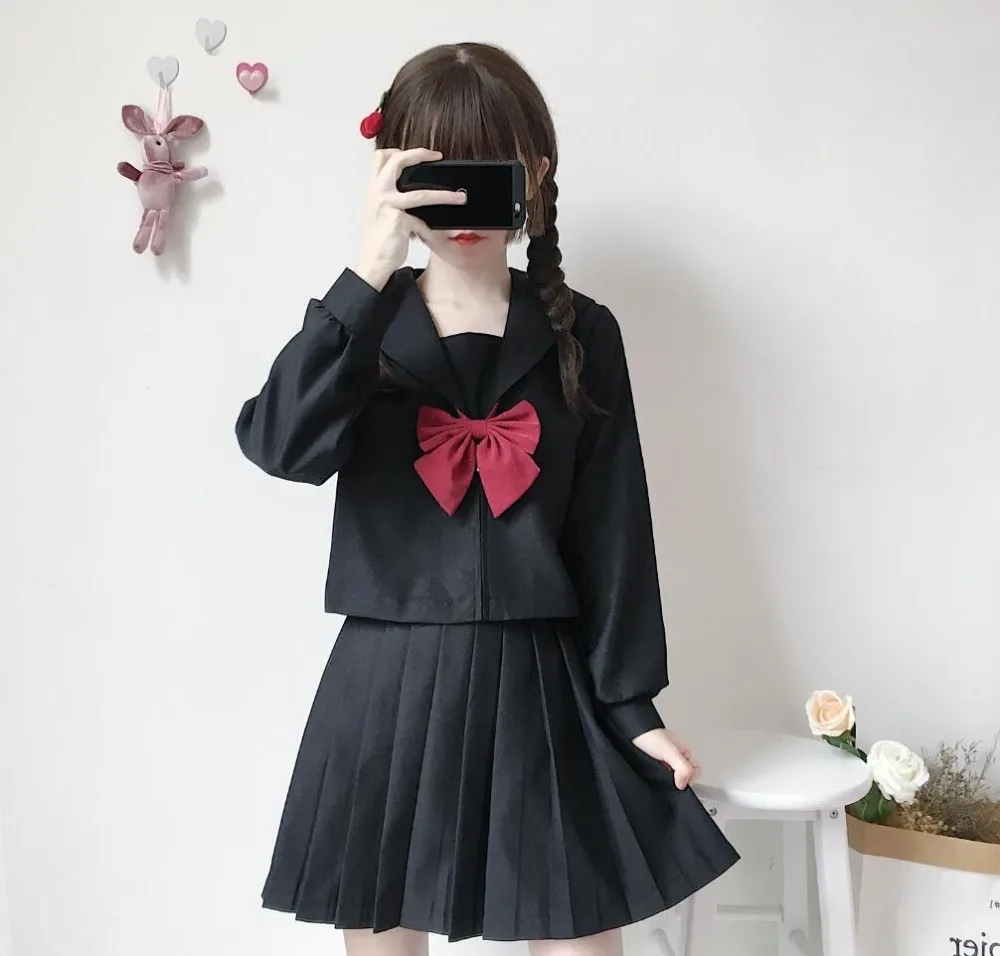 black basic Middle Long Sleeve JK Uniform Sailor Dress Female Student Class Dress College Style Suit jkx123
black basic Middle Long Sleeve JK Uniform Sailor Dress Female Student Class Dress College Style Suit jkx123