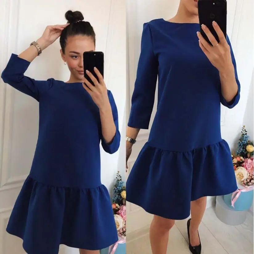 2017 Summer Dress Fashion Women's Dress Solid Three Quarter Natural O-Neck Casual Style Above Knee Loose Mini Dresses For Women
2017 Summer Dress Fashion Women's Dress Solid Three Quarter Natural O-Neck Casual Style Above Knee Loose Mini Dresses For Women