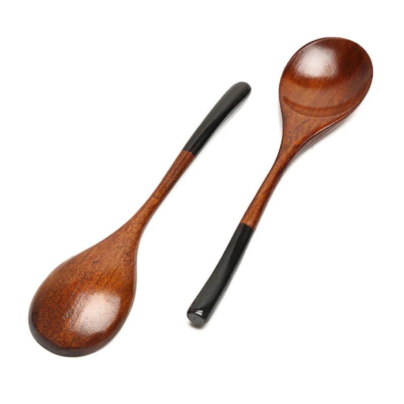 2pcs Wooden Spoons Kitchen Japanese Style Large Rice Soup Spoon Wood Kids Spoon Coffee Tea Ice Cream Wooden Utensils Tableware (9)