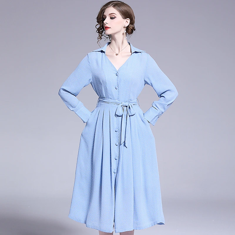 New Italy style long sleeve spring and autumn v-neck dress girl elegant blue solid dress for ladies slim brand dresses lady robe
New Italy style long sleeve spring and autumn v-neck dress girl elegant blue solid dress for ladies slim brand dresses lady robe
