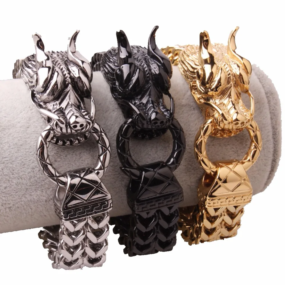17mm Wide Heavy Stainless Steel Figaro Rolo Chain Bracelet Silver/Gold/Black Color Huge Dragon Heads Clasp Strong Men's Jewelry
17mm Wide Heavy Stainless Steel Figaro Rolo Chain Bracelet Silver/Gold/Black Color Huge Dragon Heads Clasp Strong Men's Jewelry