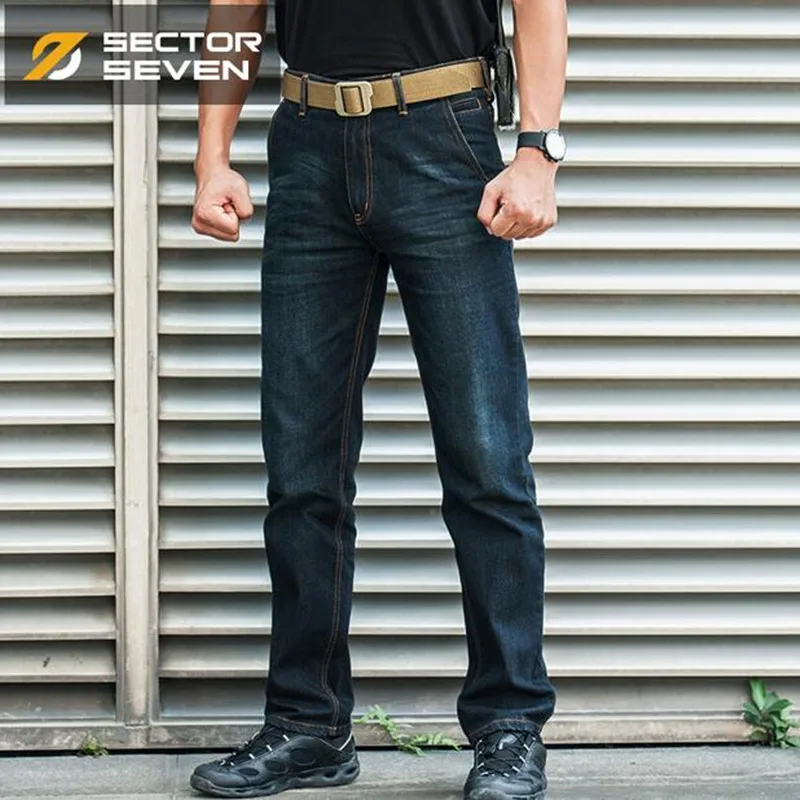 Army Cargo Jeans Pants Mens Casual Urban Military Tactical Blue Denim Men SWAT Heavy Duty Work Trousers CORDURA fabric | Мужская одежда