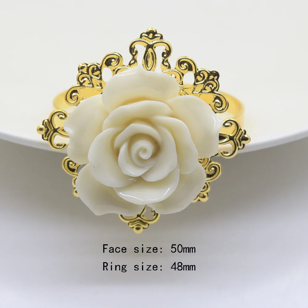 Hot sale 100pcs/lot lvory silicone Roses Napkin rings golden napkin rings For Romantic Wedding Party Table Decoration
Hot sale 100pcs/lot lvory silicone Roses Napkin rings golden napkin rings For Romantic Wedding Party Table Decoration