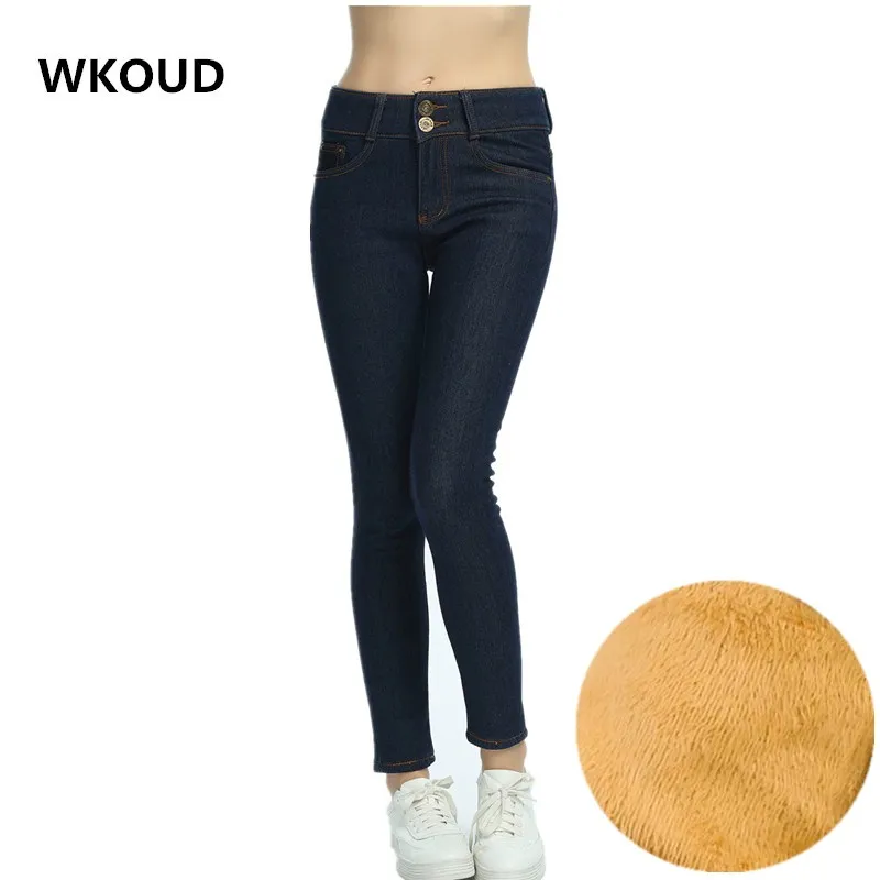 WKOUD Jeans Women Winter Warm Mom Jeans High Waist Buttons Thickening Denim Pencil Pants Skinny Black Trousers Blue Jeans p8510
WKOUD Jeans Women Winter Warm Mom Jeans High Waist Buttons Thickening Denim Pencil Pants Skinny Black Trousers Blue Jeans p8510