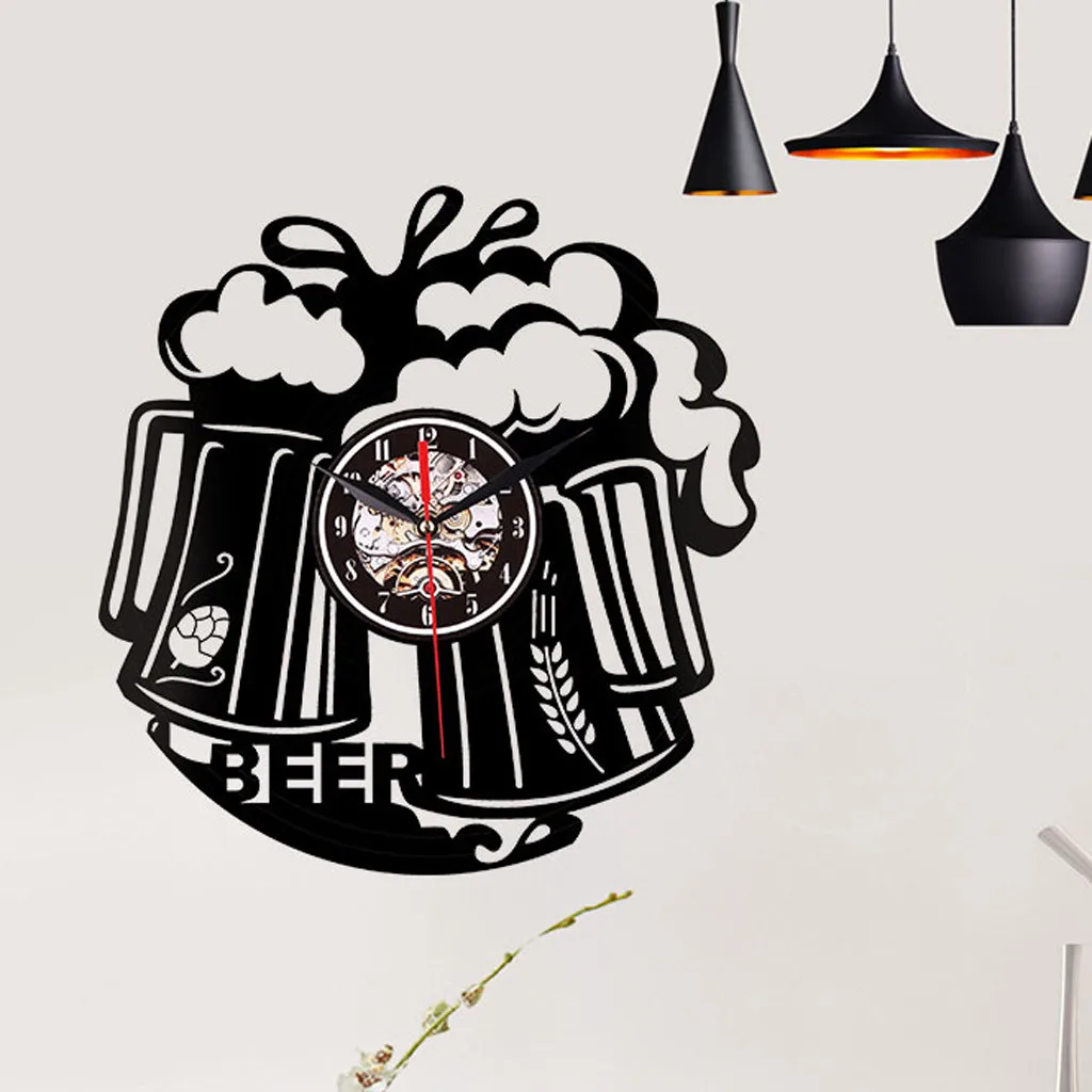 Creative vinyl record wall clock Beer beer food 3D retro clock Living room decoration LED quartz wall clock
Creative vinyl record wall clock Beer beer food 3D retro clock Living room decoration LED quartz wall clock
