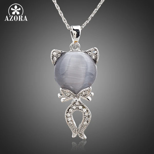 Ожерелье с подвеской из австрийского хрусталя Stellux AZORA The Gray Cat White Gold TN0103|necklace a|pendant