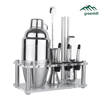 Greenhill Premium Bar Tool Set / 12 Pieces Barware Cocktail Shaker Kit (18/8), Jigger, Spoon, Pour, Straw, Ice tong & Stand
Greenhill Premium Bar Tool Set / 12 Pieces Barware Cocktail Shaker Kit (18/8), Jigger, Spoon, Pour, Straw, Ice tong & Stand