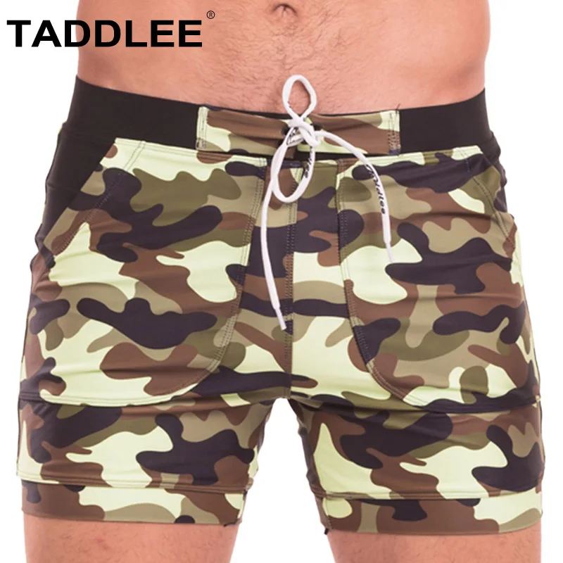 

Taddlee Brand Sexy Men's Swimwear Swimsuits Men Swimming Boxer Trunks Camo Beach Board Shorts Pockets Surfing Bathing Suits New