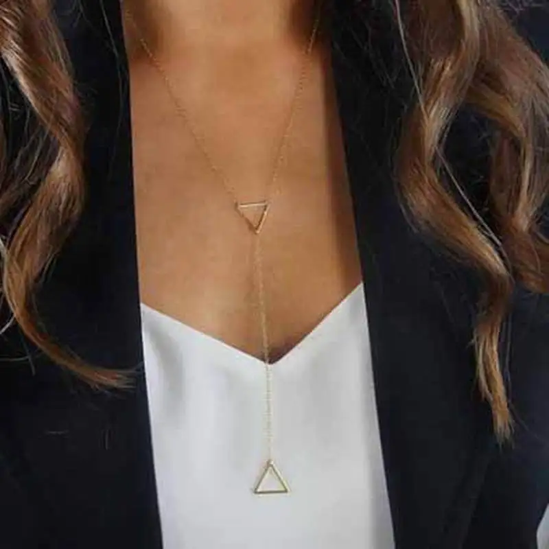 Hot Sale Simple Style Necklaces Fashion Gold Color Chain Necklace For Women Double Triangle Pendant Necklaces
Hot Sale Simple Style Necklaces Fashion Gold Color Chain Necklace For Women Double Triangle Pendant Necklaces