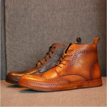 British style retro shoes men boots Bullock high top casual shoes genuine leather carved lace up flat shoes brown/red/black EU44
British style retro shoes men boots Bullock high top casual shoes genuine leather carved lace up flat shoes brown/red/black EU44