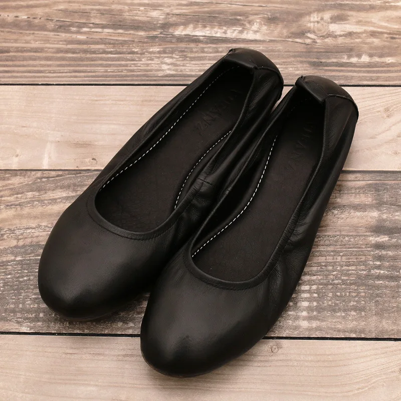 First layer of cowhide genuine leather cow muscle women's flat shoes comfortable women Shallow flats casual cow ballet flats