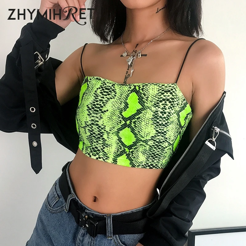 ZHYMIHRET 2019 Summer Snake Print Tank Top Women Neon Green Top Debardeur Femme Sexy Crop Tops Mujer Verano 2019 Streetwear
ZHYMIHRET 2019 Summer Snake Print Tank Top Women Neon Green Top Debardeur Femme Sexy Crop Tops Mujer Verano 2019 Streetwear