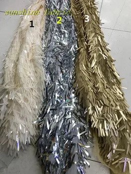 Silver gold colour high quality sequins embroidered lace 5 yards fashionable African french net lace fabric 
Silver gold colour high quality sequins embroidered lace 5 yards fashionable African french net lace fabric