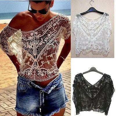 Sexy Women Vintage Lace Blouses Hollow Casual Crochet Tops Deep V-Neck Loose Blouse Cover- up Tops
Sexy Women Vintage Lace Blouses Hollow Casual Crochet Tops Deep V-Neck Loose Blouse Cover- up Tops
