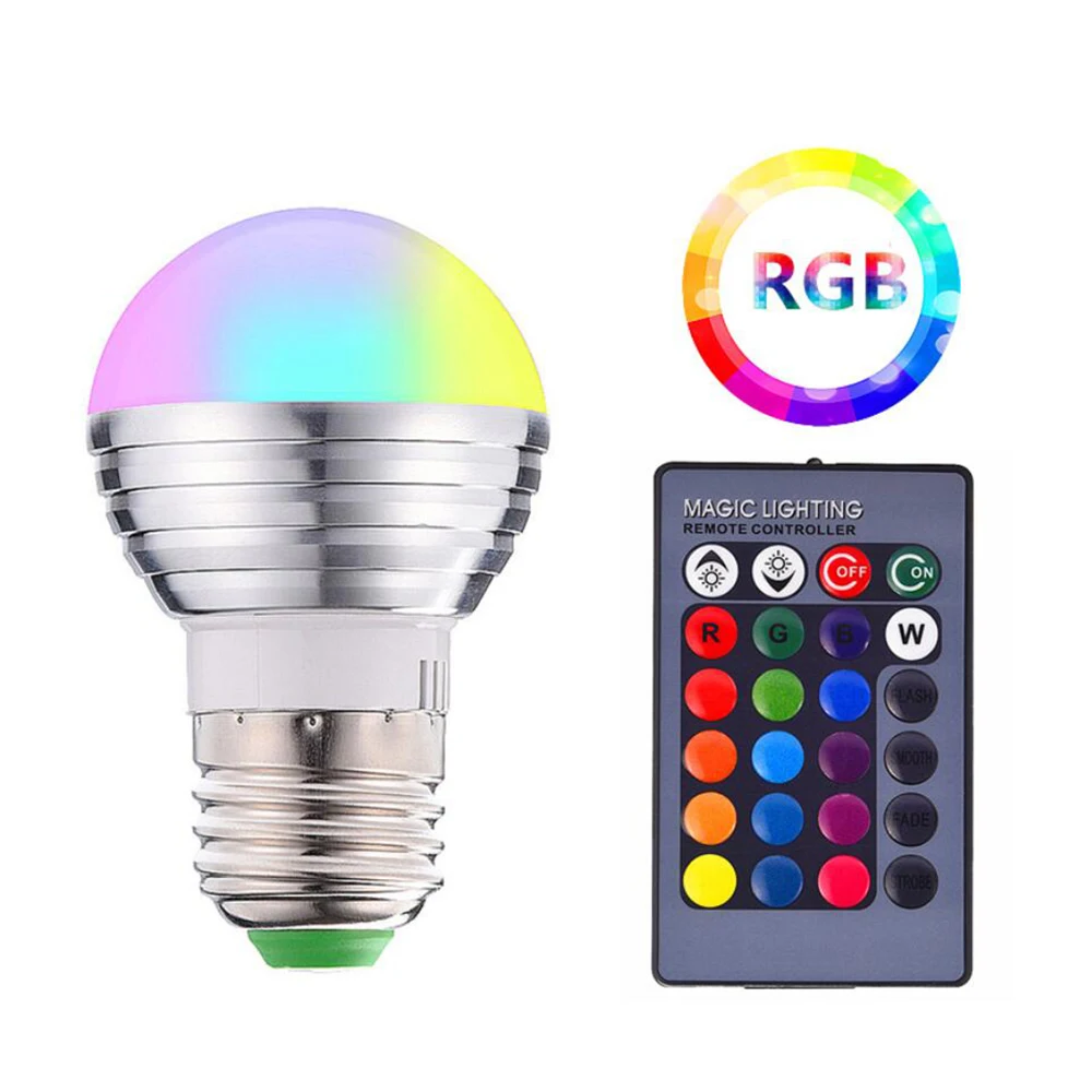 110 220V 3W E27 RGB LED Lamp Bulb Night Light Color Change Remote Dimming Desk Lamp Atmosphere Bedroom Decor Holiday Lighting
110 220V 3W E27 RGB LED Lamp Bulb Night Light Color Change Remote Dimming Desk Lamp Atmosphere Bedroom Decor Holiday Lighting