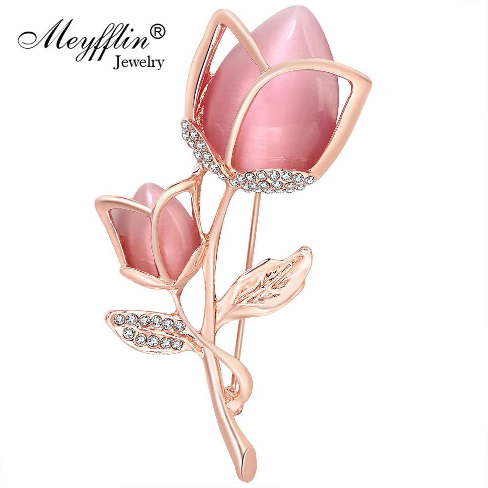 

2019 New Crystal Crystal Brooches for Women Vintage Fashion Broche Jewelry Gold Opal Flower Brooch Broches Pins Mujer