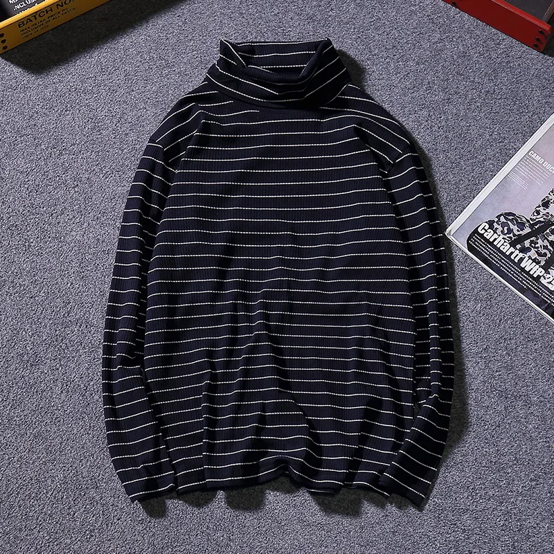 Korean version of young high-collar striped long-sleeved T-shirt for handsome men and leisure bottom shirt for men 2019
Korean version of young high-collar striped long-sleeved T-shirt for handsome men and leisure bottom shirt for men 2019