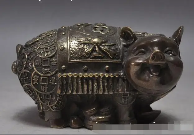 S03317 chinese fengshui bronze wealth money Coin zodiac happy pig animal lucky statue B0403
S03317 chinese fengshui bronze wealth money Coin zodiac happy pig animal lucky statue B0403