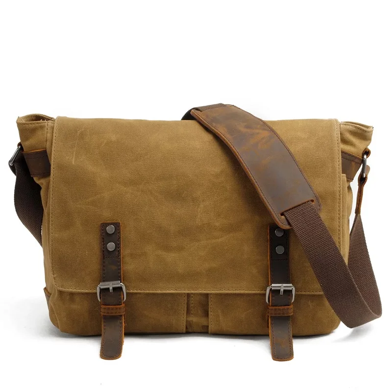 Men Messenger Bags 14 inch Vintage Waxed Canvas Briefcase Waterproof Laptop Computer Bag Male Large Leather Satchel Shoulder Bag
Men Messenger Bags 14 inch Vintage Waxed Canvas Briefcase Waterproof Laptop Computer Bag Male Large Leather Satchel Shoulder Bag