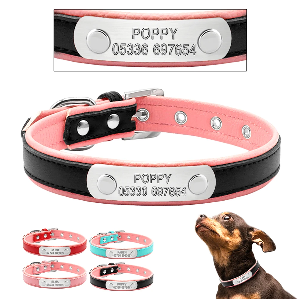 Personalized Dog ID Collar Leather Dog Puppy Collar Customized Cat Collar For Small Medium Dogs Engraved Name and Phone Number
Personalized Dog ID Collar Leather Dog Puppy Collar Customized Cat Collar For Small Medium Dogs Engraved Name and Phone Number