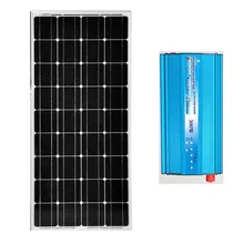 عدة الألواح الشمسية 12 فولت 100 واط أحادية العاكس 12 فولت/220 فولت السيارات الصرفة موجة جيبية سيارة مخيم مخيم ضوء الهاتف متنقل(China)