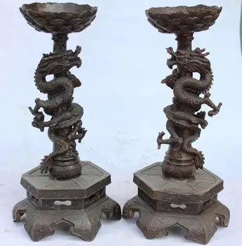 Free shipping S00250 16" Chinese Bronze Lotus Twist Dragon Dragons Candlestick Holder Sculpture Pair
Free shipping S00250 16" Chinese Bronze Lotus Twist Dragon Dragons Candlestick Holder Sculpture Pair