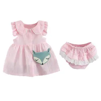 Baby Girl Dress Clothes Set Summer Kids 3pcs Casual Doll Collar Dress Shorts Briefs Bag Ruffle Sleeve Outfits with Cartoon Bag
Baby Girl Dress Clothes Set Summer Kids 3pcs Casual Doll Collar Dress Shorts Briefs Bag Ruffle Sleeve Outfits with Cartoon Bag