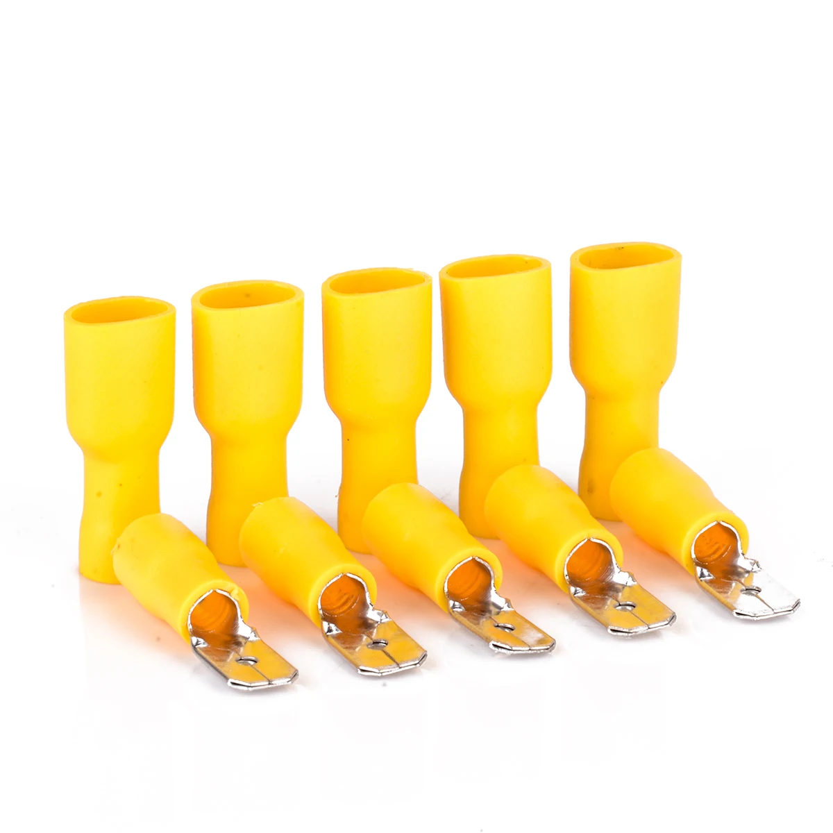 100pcs Yellow Male & Female Spade Blade Connectors Insulated Sealed Electrical Wire Crimp Terminal Mixed Assortment Kit for Car