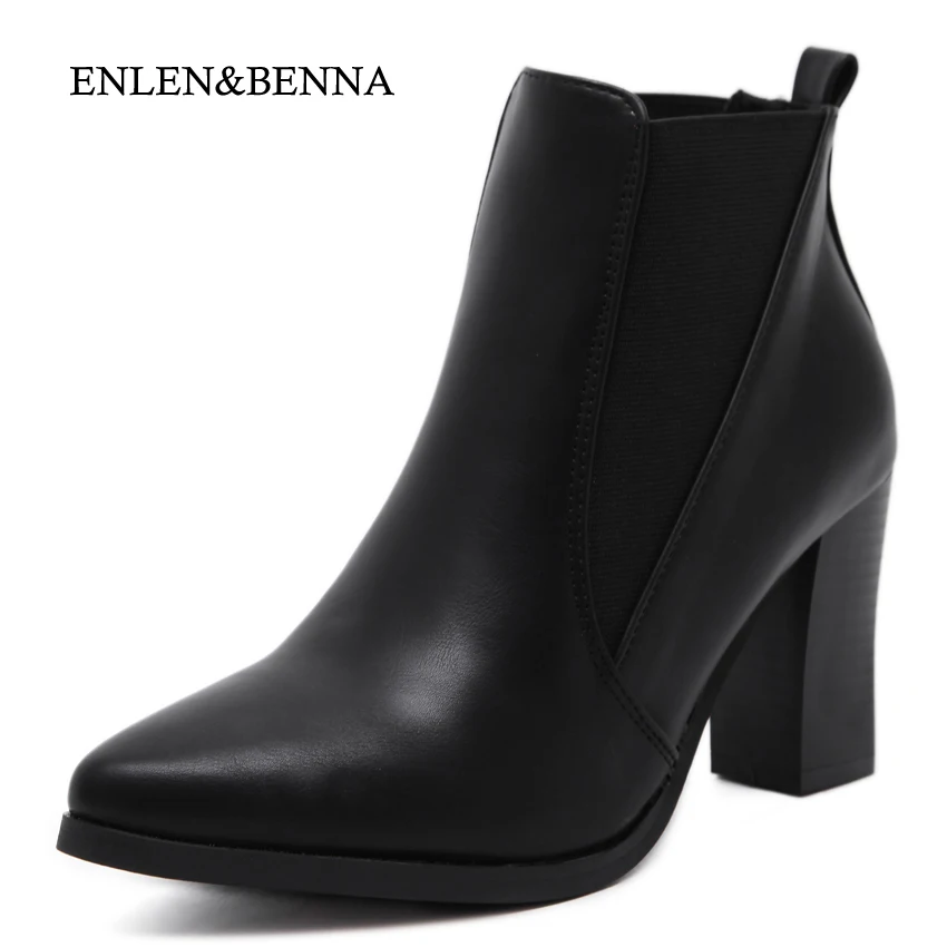 ENLEN & BENNA/2016 г. Новые осенне-зимние женские ботинки винтажные ботильоны с пряжкой